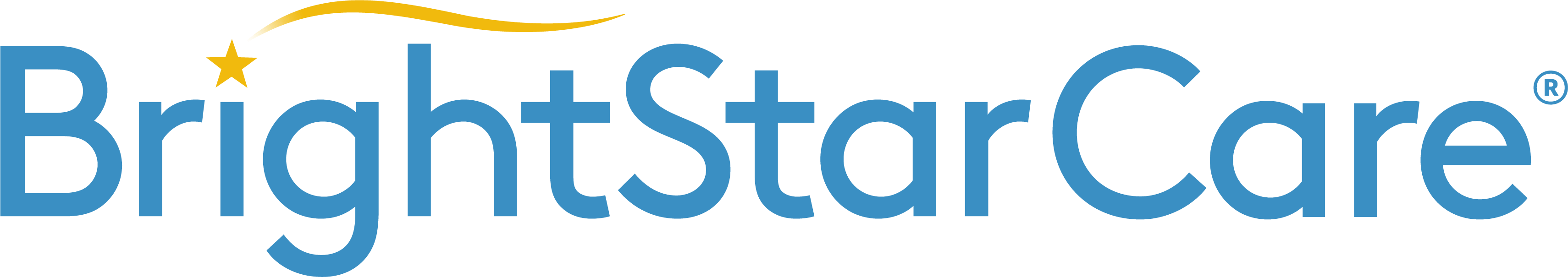gold star and wave arching over writing BrightStar Care