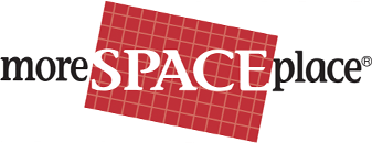 tilted red rectangle overlaid with white bisecting squares and writing 'the space place'