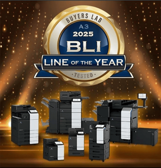 6 Konica Minolta MFP models with the BLI Line of the Year logo